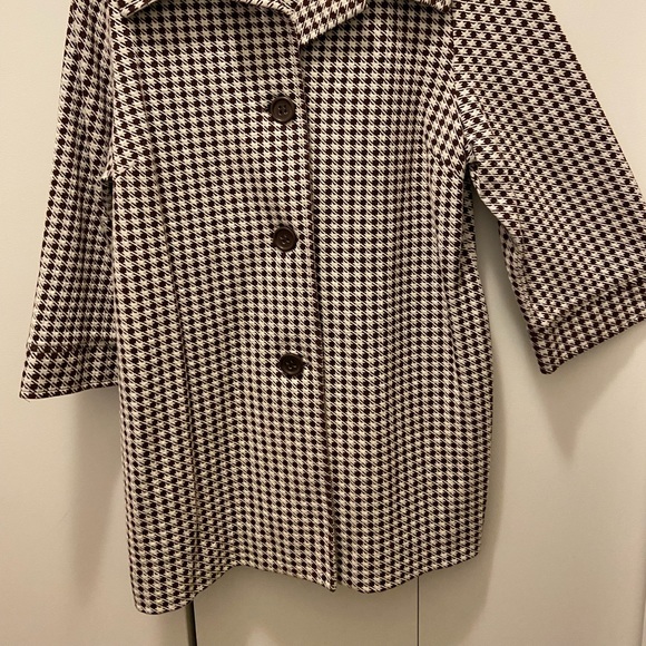 Brown & White Checkered Topper Coat - Picture 2 of 5
